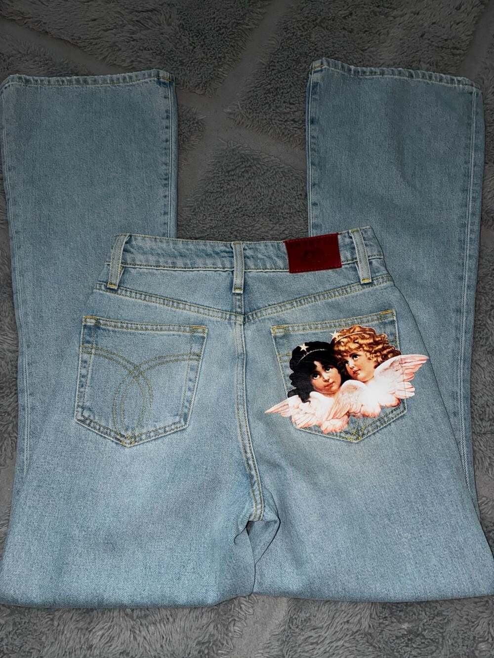 Fiorucci Vintage Angels Graphic Flared Leg Jeans